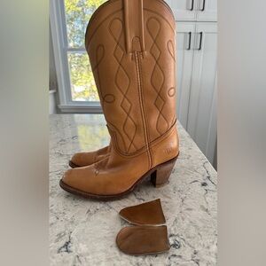 Frye Brown Leather Cowboy Western Boots Size 7B Flaws
